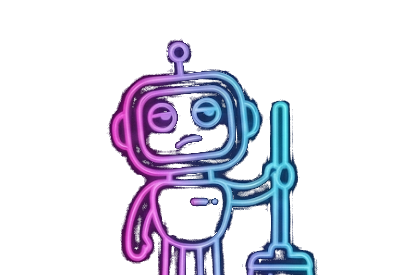 Nudge looking tired with a broom