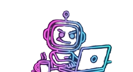 Nudge with laptop and coffee, winking