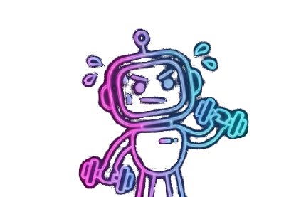 Nudge working out with dumbbells, sweating